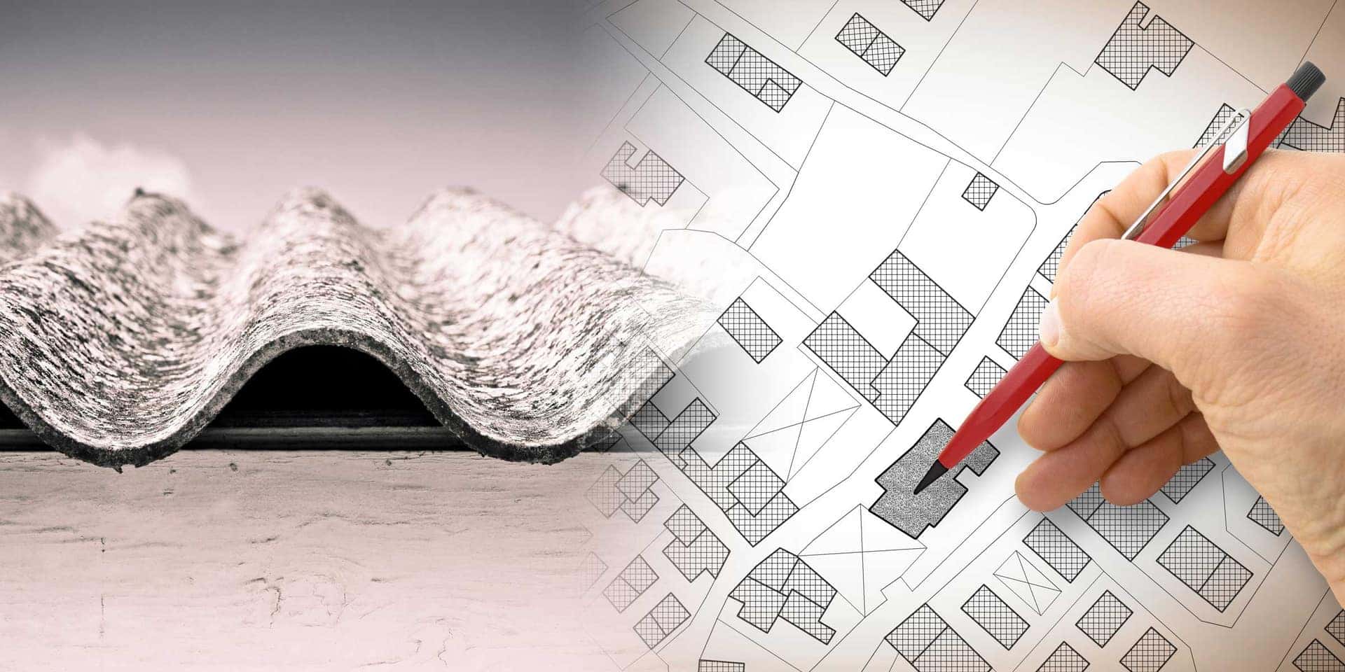 Surveyor marking asbestos locations on a site plan